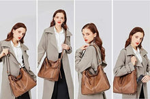 Load image into Gallery viewer, Large Leather Hobo Handbag for Women Concealed Carry Studded Shoulder Bag Crossbody Purse