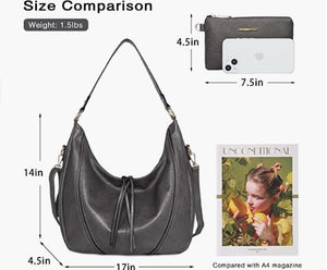 Hobo Bags for Women Leather Purses and Handbags Shoulder Bags Large Crossbody Bags 2pcs Purse Set