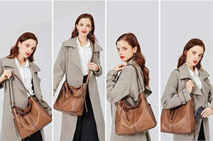 Large Leather Hobo Handbag for Women Concealed Carry Studded Shoulder Bag Crossbody Purse