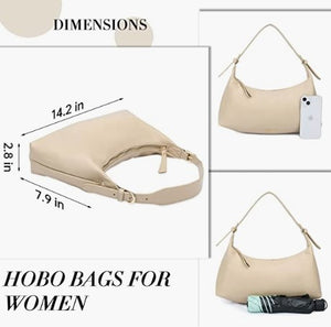 Cute Hobo Purses and Handbags for Women Ultra Soft Foldable Vegan Leather Shoulder Tote Bags