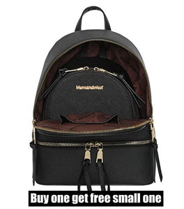 Backpack Purse for Women Cute Small Backpacks PU Leather Zipper Bags Daypacks Purses， buy one get free small one