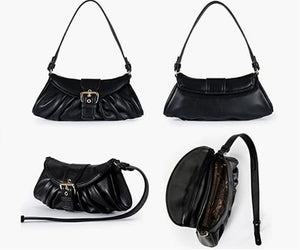 Quilted Purse for Wome Mini Soft Shoulder Bag Trendy Ruched Handbag Cute Clutch Hobo Bag MWC-093