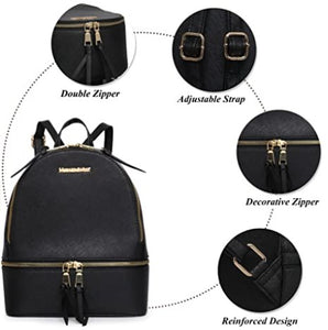 Backpack Purse for Women Cute Small Backpacks PU Leather Zipper Bags Daypacks Purses， buy one get free small one